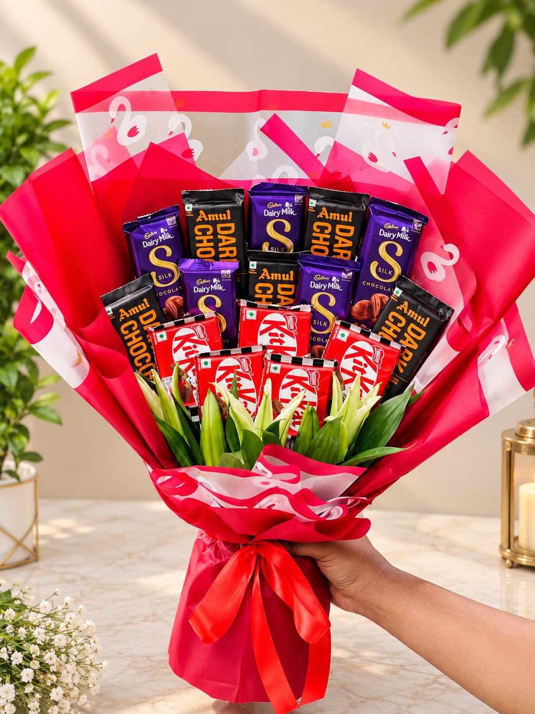Premium Chocolate Bouquet â Silk, Amul Dark & KitKat