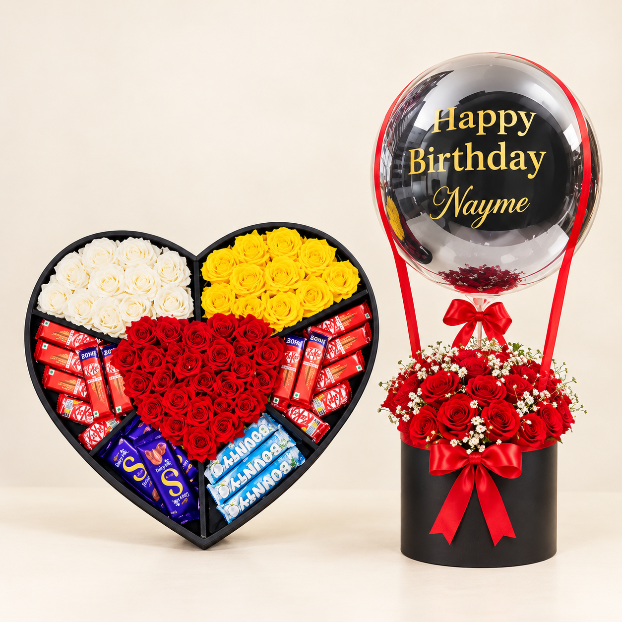 Luxury love box & flower balloon bouquet
